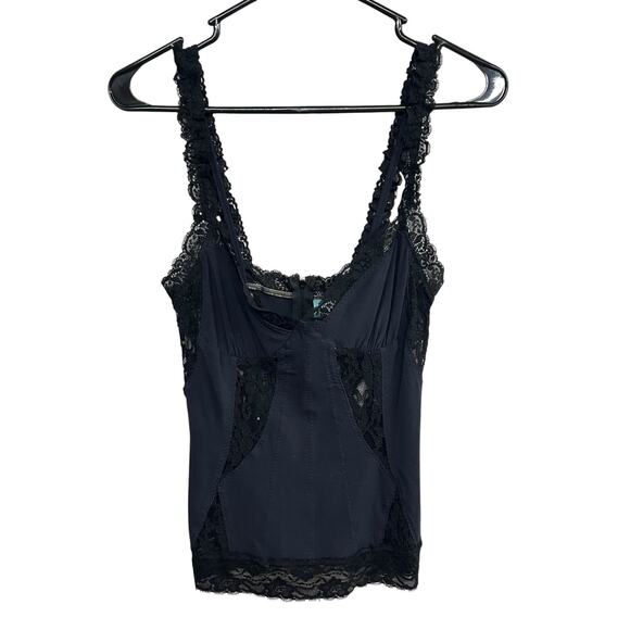 Dark feminine lace trim zip back camisole Maxxino black coquette small - Picture 1 of 6